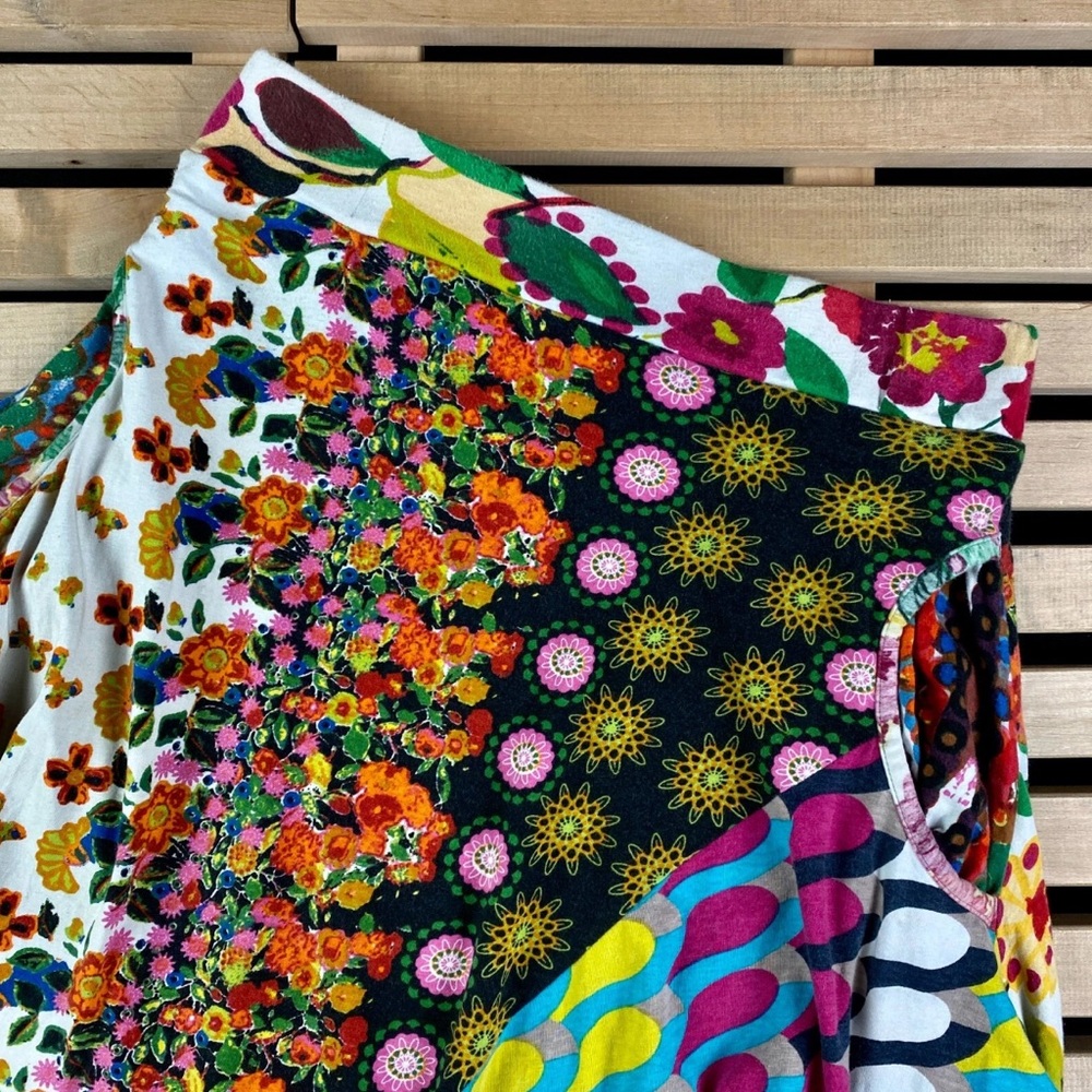 Desigual Floral Patchwork Asymmetrical A-Line Skirt - Multicolor - Size XL - Picture 4 of 15